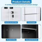 Broom Closet Storage Cabinet with Hanging Rod, 71" H Metal Garage Storage Cabinet with Wheels and 4 Adjustable Shelves, Locking Broom Closet with 13 Hooks for Garage, Bathroom, Home