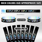 Teling 500 Pack VIP Plastic Wristbands Bracelets Party for Events VIP Custom Wristbands Plastic Bracelets Tear proof Waterproof Wrist Bands Arm Bands for Events Concerts