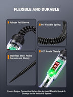 Automotive Test Light with 3-48V LED Digital Display, Circuit Tester Automotive with Voltmeter and Dual Color Polarity Indicator Light, Electrical Voltage Test Pen with Sharp Stainless Probe