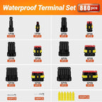 880Pcs 41 Sets Waterproof Automotive Electrical Connectors Electrical Wire Connectors Plug Kit 1/2/3/4/5/6 Pin Waterproof Connectors with Ratchet Crimping Tool for Car Truck Motorcycle Boat Marine