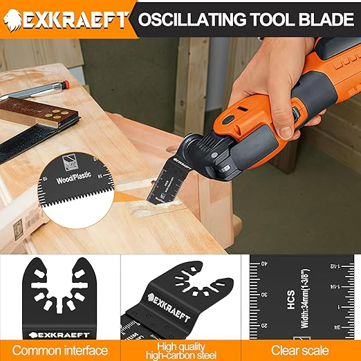 55 PCS Oscillating Saw Blades, Professional Universal Titanium Oscillating Tool Blade for Metal Nails, Wood and Plastic, Multi Tool Blades Kits Fit Dewalt Milwaukee Ryobi Rockwell Fein