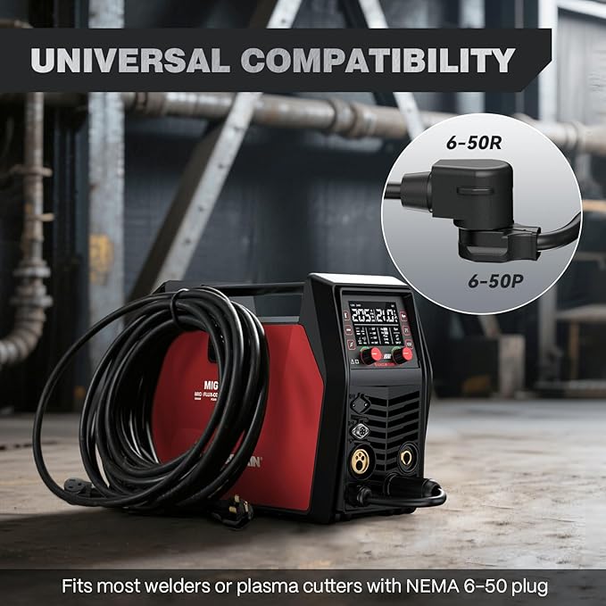 ARCCAPTAIN 40Amp 40ft Welder Extension Cord 8 AWG, 250V NEMA 6-50 Heat-Resistant Welding Cord 3 Prong for MIG/TIG/MMA Welder, Plasma Cutter