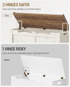 39.4" Storage Chest, Extra Large Storage Trunk with 2 Safety Hinges, Wooden Box Bench, Lift-Top Organizer Chest, Shoe Bench for Entryway, Bedroom, Living Room, White and Brown SB04514B