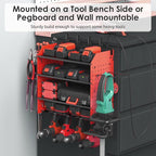 CCCEI Modular Pegboard Rack Power Tool Organizer with Charging Station. 4 Layer Wall Mount Drill Holder, Red Tool Battery Charger Organizer. Garage Shop Storage Utility Shelf with 10FT Power Strip.