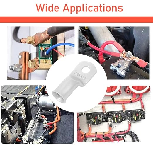25pcs 4 AWG 3/8" Stud Tinned Copper Ring Terminals Battery Cable Ends Wire Lugs 4 Gauge Battery Cable Lugs Heavy Duty Cable Lugs Bare Copper Eyelets Tubular Ring Terminal Connectors