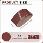 HARFINGTON 3 x 18 Inch Sanding Belts, 2 Pcs 80 Grits Aluminum Oxide Abrasive Belt Sander File Belt for Woodworking, Metal Polishing, Knife Sharpener