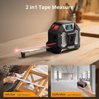2-in-1 Laser Tape Measure, 152Ft Rechargeable Laser Measurement Tool & 16Ft Self-Locking Tape, Movable Magnetic Hook, Supports Ft/in/M, Area, Volume, Pythagoras for Construction, DIY, Woodworking