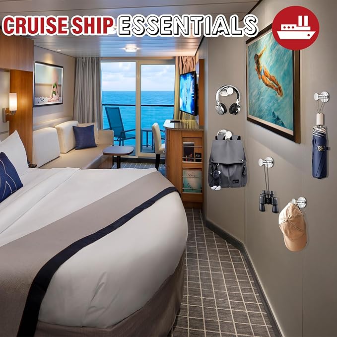 Cruise Essentials - 150Lb Heavy Duty Magnetic Hooks for Cabins, Garage & Grill - 6Pcs