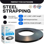 Steel Strapping Coil 1/2" x .020" x 300' (3-Pack), 1100 lbs Break Strength in Self-Dispensed Сardboard Box - Metal Band - Portable Heavy-Duty Banding with Superior Cut-Resistance by IDL Packaging