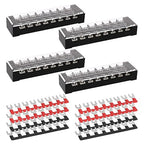 APIELE Dual Row 8 Position Screw Terminal Block Covered - 25A 8 Position Pre-Insulated Terminal Barrier Strips (4PCS 8P+8PCS Wiring Strips)