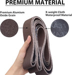2 x 72 Inch Sanding Belts, 80 Grit Aluminum Oxide Metal Grinding Belts, 2 x 72 Sander Belts for Metal Polishing, Knife Sharpening, 6 Pack