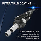 M35 Four Spiral Flute Cobalt Step Drill Bit, 1/8"-1/2" Wear-Resistant TiAlN Coated Four-Flute Step Bit, 1/4" Hex Shank Unibit Step Bit for Metal, Stainless Steel, Aluminum, Wood, Plastic