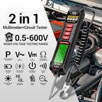 ANENG 0.5V-600V Multimeter,AC/DC Automotive Test Light,Buzzer Circuit Tester with Sharp Probe,Polarity Indicator Light, Continuity Voltage Fuse Tester Pen with Alligator Clip for Sedan, SUV, RV, Truck