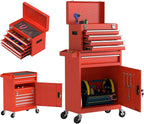 5 Drawer Tools Chest, Tool Cabinet with Universal Lockable Wheels，Tool Box with Detachable Top Box for Workshop(Red)