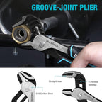 DURATECH 5-Piece Cr-Ni Pliers Set, 6" Long Nose, Slip Joint, Diagonal Cutting, 8" Linesman, Groove Joint Pliers, Easy Storage Oxford Rolling Pouch