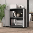 31.5''H Metal Garage Storage Cabinet with Wheels, Small Tool Storage Cabinets with Lock, Lockable Steel Rolling Tool Chest with Doors & Adjustable Shelves for Garage, Home, Office