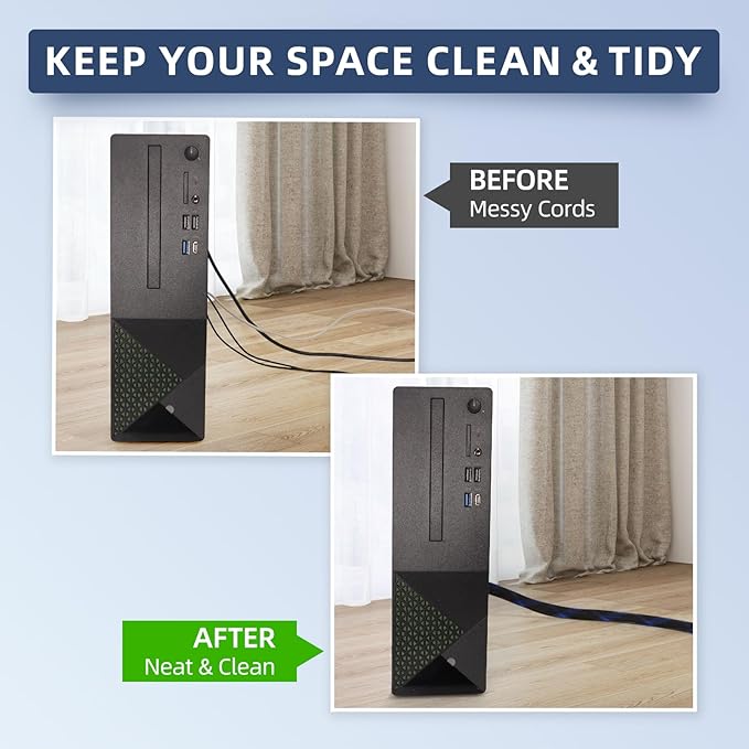 Expandable Braided Sleeving, PET Automotive Wire Loom, Flexible Cable Management for Audio Video and Other Home Device, Cord Protector from Pets (Black Blue, 1" x 100ft)