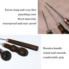 Ptwola 3 Pcs Scratch Awl Tool Gourd Shape Handle Leather Awl Punch Tool Wooden Punch Hole Craft Maker Tool Repair Shoes Sewing Stitching Supplies for Tailors Crochet DIY Cloth Stitch Bookbinding