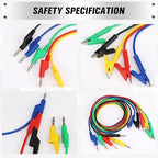 SWANLAKE 5-Piece Banana Plug to Alligator Clip Test Leads, 1000V 15A 3.5ft/1M Multimeter Electrical Alligator Clips, Flexible Copper Cable Banana Plug, Electrical Wires with Gator Clips