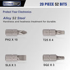 276pc Titanium Twist Drill Bit Set with S2 Bits 135° Tip High Speed Steel, Size from 1/16" up to 1/2", Ideal in Wood Cast Iron Aluminum Alloy Plastic Fiberglass, Clear Lid Case