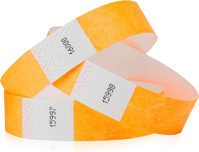 10,000 WristCo Neon Orange Tyvek Wristbands for Events - Tamper-Proof Design & Fluorescent Color Prevent Reuse Premium-Grade Bracelets for Hospital & Medical ID, Party & VIP Identification