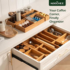 10-Piece Bamboo Drawer Organizer Set, 2.2" Deep | Multi-Use Organizers for Utensils, Silverware, Cutlery, Desk, Bathroom, Junk Drawer & Makeup, Non-Slip Feet Included.