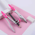 Math Geometry Kit Sets 10 Piece Student Supplies with Shatterproof Storage Box,Includes Rulers,Protractor,Compass,Eraser,Pencil Sharpener,Lead Refills,Pencil,for Drafting and Drawings（Pink）