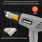 Heat Gun, Variable Temperature Settings 572℉~932℉ (300℃-500℃), Heat Hot Air Gun Overload Protection with 4 Nozzles for Shrinking Wrap, Crafting, Paint Removing, Epoxy Resin (Gray)