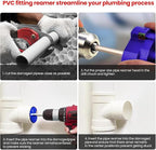 TOOVEM 7 Pcs PVC Pipe Reamer Set with 3/4inch, 1-1/4inch, 1-1/2inch, 2inch,3inch,4inch Head Aluminum PVC Fitting Saver, PVC Socket Saver for Standard 1/2" Drill (Blue)