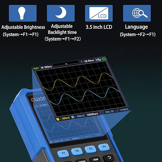 HDS2102 Oscilloscope 2CH Digital Handheld Oscilloscope Multiumeter 3.5" LCD 100MHz Bandwidth for Automobile Maintenance Power Detection