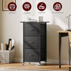 3 Drawer File Cabinet, Vertical Filing Cabinet with Wheels, Printer Stand with File Cabinet, Adjustable Hanging Rods, fits A4/Letter Size, for Home Office, Black FCBK5901