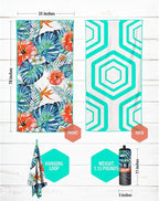 VENTURE 4TH Microfiber Beach Towel: Quick-Dry, Compact, Sand-Free, Absorbent, Sandproof and Lightweight - Perfect for Camping, Beach, and Roadtrips (Tropical Heat Design | 35x78 inches)