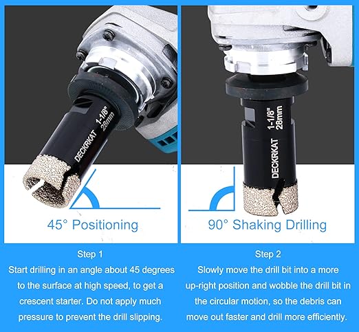 Diamond Hole Saw, 1-1/8" Hole Saw for Tiles Granite Marble Ceramic Glass Porcelain, 28mm Core Drill Bit with 5/8-11 Thread and 3/8” Hex Shank Adapter for Angle Grinders & Drills