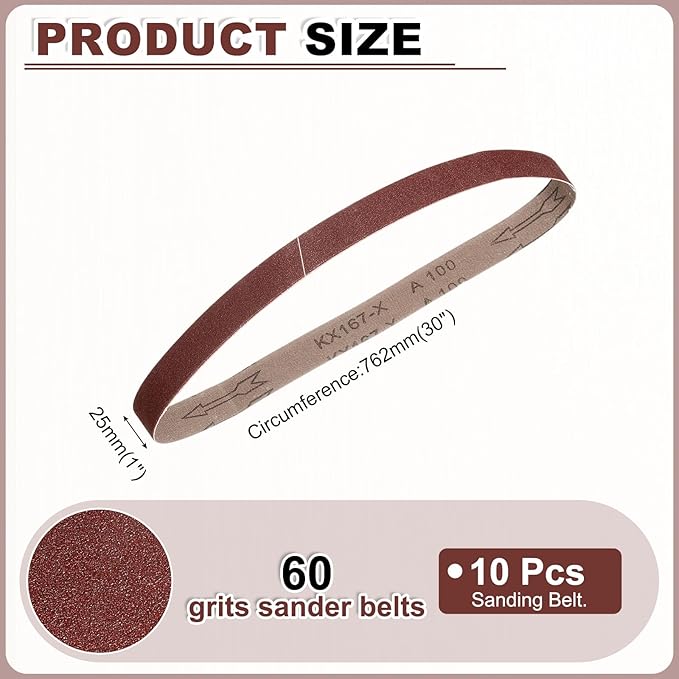 HARFINGTON 1 x 30 Inch Sanding Belts, 20 Pcs 60 Grits Aluminum Oxide Abrasive Belt Sander File Belt for Woodworking, Metal Polishing, Knife Sharpener