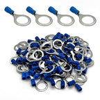ANGSTROM 1/2" Bolt Ring Terminals, Insulated Electrical Crimp Connectors 100pcs (16-14ga Blue)