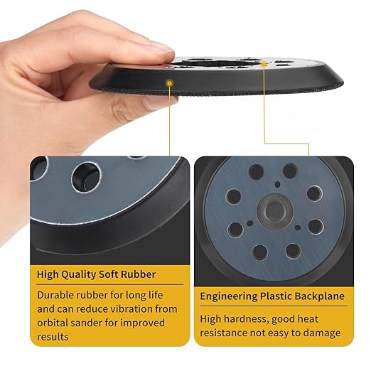 4 Pack 5" 8 Hole Hook & Loop Replacement Sander Pads Compatible with Makita Orbital Sander BO5010 BO5030K BO5031K BO5041K, Replacement Parts #743081-8/743051-7 (3 Screw Holes Sander Pads