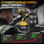 1000Nm(738ft-lbs) Cordless Impact Wrench 1/2 inch, High Torque Brushless Impact Gun w/Two 4.0AH Battery, with Storage Case, Electric Impact Wrench for Car Truck, RV/Mower