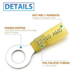 90Pcs Heat Shrink Wire Connectors Electrical Kit - Oiojuct Marine Automotive Wiring Crimp Terminals Assortment, Waterproof Ring Electrical Butt Connector