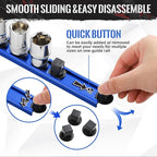 Aluminum Socket Holder, 1-Piece Heavy Duty Premium Socket Rack with 14 Clips for 1/4-Inch (Blue)