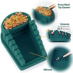 YIHUA S200 Green Heat-Resistant Silicone Soldering Wire Holder with Brass Wool Cleaner, 6 Grooves, Storage Tray, Helping Hands Soldering Wire Welding Fixture, Compatible Diameter 32-7AWG