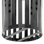 Global Industrial Heavy-Duty 36 Gallon Capacity Outdoor Metal Slatted Trash Receptacle with Rain Bonnet Lid & Plastic Liner, Black, Commercial & Industrial Trash Can
