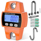 RoMech 660lb Digital Hanging Scale with Cast Aluminum Case, Handheld 300Kg Mini Crane Scale with Hooks for Farm Hunting Fishing Outdoor (Orange)