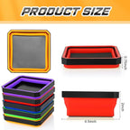 Barydat 10 Pcs Magnetic Tool Tray Collapsible Foldable Parts Trays Set Magnetic Screw Tray Magnetic Parts Bowl Square Silicone Magnetic Tool for Bolts Nuts Washers Pins Screw Parts (Multicolor)