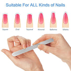 Mudder 6 Pieces 6.9" Metal Nail Files Diamond Stainless Steel Sapphire Toenail Fingernail Files Double Side Metal Manicure Natural Acrylic Nails Emery Boards for Salon Home and Travel Women Men