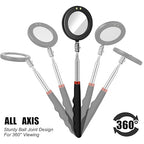 Tatuo 2 Pieces LED Mirror Inspection Telescoping Round Square Mirror Inspection Tool for Check The Condition of Vehicle, Observe The Eyelashes, Mouth and Other Small Parts