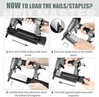 NEU Master Pneumatic Brad Nailer, 2 in 1 Nail Gun Staple Gun Fires 18 Gauge 2 Inch Brad Nails and Crown 1-5/8 inch Staples with Carrying Case and Safety Glasses (Need Air Compressor)