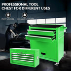 8 Drawers Rolling Tool Chest - Tool Box Organizer with Wheels and Drawers, Detachable Storage Cabinet with Lock for Garage Workshop, Green