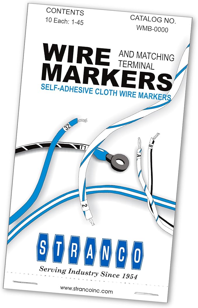 Premium Wire Marker Book for Cable Management, Vinyl-Coated, High-Tack Adhesive, Electric Panel Wire Label Stickers - 10 Pages, 1 Book, 450 Labels Numbered 1-45 (Pack of 25)