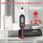 Digital Torque Wrench 3/8 Inch drive(5-99.5 ft-lbs./6.8-135Nm), ±2% Torque Accuracy, Electronic Torque Wrench with Preset Value, Buzzer and LED Notification for Automotive Motorcycle & Bicycle