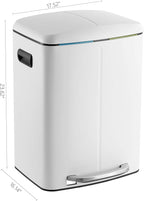 happimess HPM1005C Marco Rectangular 10.5-Gallon Double Bucket Garbage Can with Soft-Close Lid, White